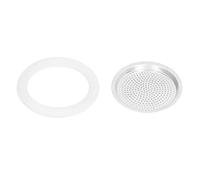 Reusable Aluminum Coffee Strainer & Sealing Ring Set | Oxidation - Protective Sturdy Strainer Disc for Coffee Pot | Fine Holes for Mellow Taste, Easy to Maintain (Serves 3)