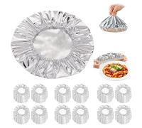 Reusable Aluminum Foil Food Covers, Stretchy Foil Food Covers with Aluminium Insulated Design, Kitchen Storage Wrap for Bowls Plates Trays Meal Prep Refrigerator Food Containers (100pcs)