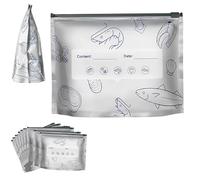 Reusable Aluminum Foil Sealable Storage Bags, 2025 New Resealable Vacuum Zipper Pouches for Food, made of aluminum foil materia, up bottom design (L 10 pcs)