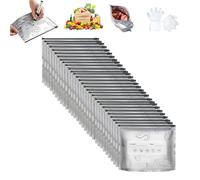 Reusable Aluminum Foil Sealable Storage Bags, Resealable Vacuum Zipper Pouches with Label and Zip Lock, Aluminum Storage Bags for Meat, Vegetable, Fruit (30Pcs-M)