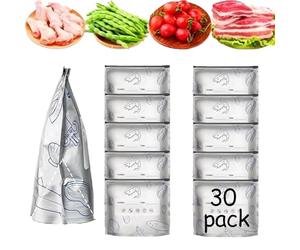 Reusable Aluminum Foil Sealable Storage Bags,Vacuum Zipper Pouches With Label And Zip Lock,3 Sizes Aluminum Foil Bags,Freezer Safe,Leak Proof,Stand Up For Meat Vegetables (30, 11.4in x 9.2in)