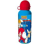 Reusable Aluminum Water Bottle- 21cm, Sonic Character Travel Bottle for Boys- 500ml, Red School Bottle Gifts for Boys Children 3+Years