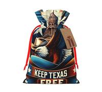 Reusable American-Texas-Flag Burlap Drawstring Xmas Present Bags, Rustic Gift Wrap Bags For Holiday Party And Xmas Presents