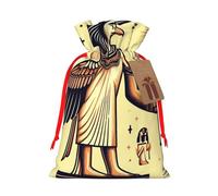 Reusable Ancient-Egypt-Egyptian-Pharaohs Burlap Drawstring Xmas Present Bags, Rustic Gift Wrap Bags For Holiday Party And Xmas Presents