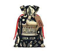 Reusable Ancient-Egypt-God Burlap Drawstring Xmas Present Bags, Rustic Gift Wrap Bags For Holiday Party And Xmas Presents