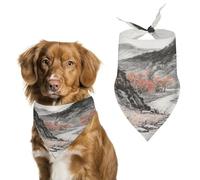 Reusable Ancient Road in The Autumn Mountains Triangle Pet Scarf, Dog Bandana, Polyester Fabric, Pet Bandana for Small Medium Large Dog Cat and Other Pets 27.6 * 11.8 Inches