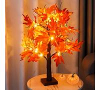 Reusable and Aesthetic Artificial Tree Lamp Fall Maple Leaves Tree 3x AA Battery Powered with Removable Base Easy to Keep 23.6Inch Desktop Decorative Table Light for Thanksgiving Party Fireplace