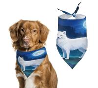 Reusable Arctic Fox Triangle Pet Scarf, Dog Bandana, Polyester Fabric, Pet Bandana for Small Medium Large Dog Cat and Other Pets 27.6 * 11.8 Inches
