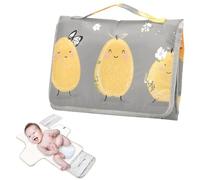 Reusable Baby Changing mat with Tissue Pocket Baby Portable Changing pad Infant Travel Station Kit- Cute Pears Yellow Fruit Fruit Gray