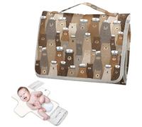 Reusable Baby Changing mat with Tissue Pocket Naughty Ocean Brown Bear Portable Changing pad for Baby for Moms, Dads cambiadores de pa?ales para Bebes
