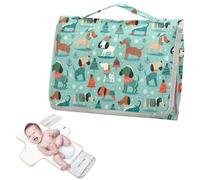 Reusable Baby Changing mat with Tissue Pocket Waterproof Changing pad for Baby for Moms, Dads-Teal Funny and Playful Dogs