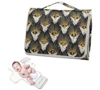 Reusable Baby Changing pad with Tissue Pocket Afro Samurai Style Peacock Gold White Diaper mat Changing pad Travel with Built-in Pillow cambiadores de pa?ales para Bebes