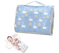 Reusable Baby Changing pad with Tissue Pocket Diaper Changing pad Portable with Built-in Pillow-Swan Sunflower Pastel Blue