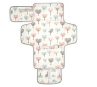 Reusable Baby Changing pad with Tissue Pocket Diaper Changing pad Portable with Built-in Pillow Tree Love Pastel Simple