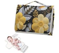 Reusable Baby Changing pad with Tissue Pocket Embroidery Gold and Silver Flower Pattern Waterproof Changing pad for Baby with Built-in Pillow cambiadores de pa?ales para Bebes