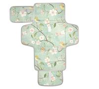 Reusable Baby Changing pad with Tissue Pocket Portable Diaper Changing pad Infant Travel Station Kit Spring Pear Blossom Birds Green