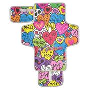 Reusable Baby Changing pad with Tissue Pocket Portable Diaper Changing pad with Built-in Pillow Doodle Art Colorful Hearts