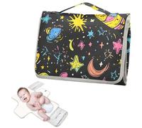 Reusable Baby Changing Pads with Tissue Pocket Cartoon Doodle Space Diaper Changing pad Portable with Built-in Pillow cambiadores de pa?ales para Bebes
