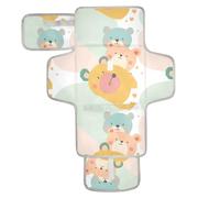 Reusable Baby Changing Pads with Tissue Pocket Travel Changing pad for Baby with Built-in Pillow Soft Color Cartoon Beers Cute