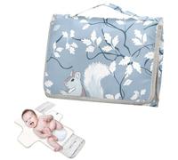Reusable Baby Changing Pads with Tissue Pocket William Morris Style Squirrel Baby Blue Baby Portable Changing pad with Built-in Pillow cambiadores de pa?ales para Bebes