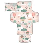 Reusable Baby Pee Pads with Tissue Pocket Baby Diaper Changing pad with Built-in Pillow Soft Color Hot Air Balloon Cute