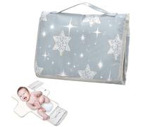 Reusable Baby Pee Pads with Tissue Pocket Diaper mat Changing pad Travel with Built-in Pillow- Fake Glitter Silver Star