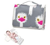 Reusable Baby Pee Pads with Tissue Pocket Funny Paradise Emu Head Gray Portable Changing pad for Baby with Built-in Pillow cambiadores de pa?ales para Bebes