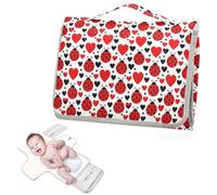 Reusable Baby Pee Pads with Tissue Pocket Ladybugs and Hearts Red Diaper mat Changing pad Travel Infant Travel Station Kit cambiador de pa?ales para Bebes