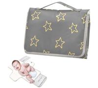 Reusable Baby Pee Pads with Tissue Pocket Portable Changing pad for Baby for Moms, Dads- Abstract Stars Shape Drawed Bold Yellow Lines Black