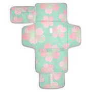 Reusable Baby Pee Pads with Tissue Pocket Waterproof Pads for Baby Infant Travel Station Kit Spring Red Flowers Green Pattern