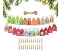 Reusable Bags, 24 Days Christmas Decorations | Empty Drawstring Bags & Numbers - For Weddings Parties Birthday Kids Adults Family Friends Candy Snacks