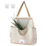 reusable bags, hanging mesh storage bags, breathable grocery bags for fresh produce, eco-friendly produce storage bags for organization, Multicolored, khaki double, Refer to description