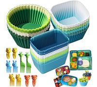 Reusable Baking Cups Silicone Cupcake Liners 34 Pack Muffin Liners Nostick Cake Molds Bento Lunch Box Dividers