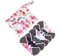 Reusable Bamboo Charcoal Fiber Sanitary Pads with Storage Bag | Soft Printed Fabric, Concealed Snaps and Inner Layer, for Outdoor Use, Gym Workouts and Discreet Carrying Random Color