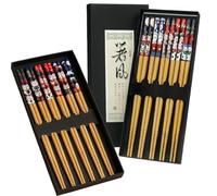 Reusable Bamboo Chopsticks, 10 Pairs Premium Food-Grade Wooden Chop Sticks with Fortune Cat Design, Eco-Friendly Reusable Gift Set for Sushi, Ramen, Asian Cuisine, Lucky Cat Chopsticks