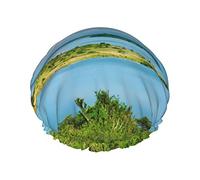 Reusable Bath Shower Caps for Women Long Hair African Landscape with Nile River and Giraffe Printed Double Layer Waterproof Bathing Shower Hat