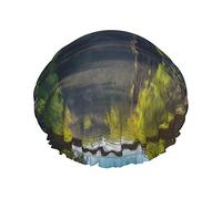 Reusable Bath Shower Caps for Women Long Hair Arch bridge Printed Double Layer Waterproof Bathing Shower Hat