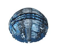 Reusable Bath Shower Caps for Women Long Hair Beautiful city at night Printed Double Layer Waterproof Bathing Shower Hat