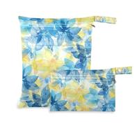 reusable bathing suit bag 2 Pack travel essentials for babies with handles for bathing, yoga Abstract Watercolor Flower Lemon Yellow Light Blue