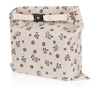 Reusable Beeswax Bread Bag 16.9x12.6 Inch Cotton Pouch with Buckle | Beige Floral Print, Roll-down Closure, Freezer-ready Storage, Suitable for Baguettes, Sandwiches, School Lunches and Fridge