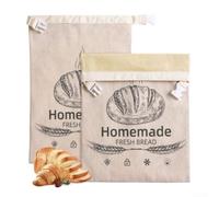 Reusable Beeswax Bread Bags 2 Pack Linen Storage for Fruit Veg - Eco Friendly Fresh Keepers with for zip - Kitchen Organizer 32x43cm