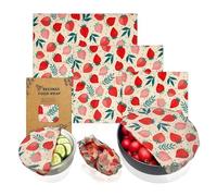 Reusable Beeswax Food Wraps - Organic Cotton Fresh-Keeping Cloth, Eco-Friendly & Sustainable Food Storage Paper for Kitchen, Bread, Cheese, Fruits, Vegetables (3-Pack)(Style4)