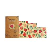 Reusable Beeswax Food Wraps - Organic Cotton Fresh-Keeping Cloth, Eco-Friendly & Sustainable Food Storage Paper for Kitchen, Bread, Cheese, Fruits, Vegetables (3-Pack)(Style1)