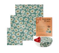 Reusable Beeswax Wrap - 3 Pack Eco-Friendly Beeswax Food Wraps, Organic & Sustainable Food Storage Wrap, Plastic-Free, for Bread, Sandwich, Fruits and Snacks (D)