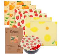 Reusable Beeswax Wrap 6Pcs Beeswax Wraps for Food Eco-Friendly Beeswaxs Food Wraps Bread Sandwich Wrapper Organic Sustainable Zero Waste Reusable Plastic-Free Food Storage Wrap