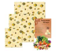 Reusable Beeswax Wraps - 3 Piece Sustainable Fresh Food Keeper Set, Eco Friendly Organic Zero Waste Storage Solution | Natural Alternative For Bread Sandwich Vegetable Fruit Preservation Kitchen Envir