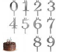 Reusable Birthday Candle Holders - 10-Piece Metal Number Set for Cakes | Silver Stainless Steel Digital Candle Stands, Perfect Topper for Birthdays, Anniversaries, Family Gatherings & Holidays