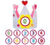 Reusable Birthday Felt Hats Crown for Kids, Classic Felt Birthday Crown Hat with Adjustable Velcro Gray and Pink Felt Happy Birthday Hat for Girls Boys Baby Children Aged 1-9