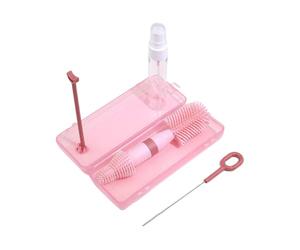 Reusable Bottle Brush Cleaner with Detachable Head Multipurpose Feeding Accessories Organiser Case Infant Bottle Cleaning Kit