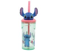 Disney Stitch 3D Figurine Kids Drink Tumbler with Straw and Lid, BPA-Free Plastic, Durable Design, 360 ml